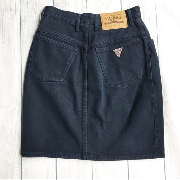 Vintage Dresses & Skirts - [Guess] Vintage Dark Wash High Waisted Skirt
